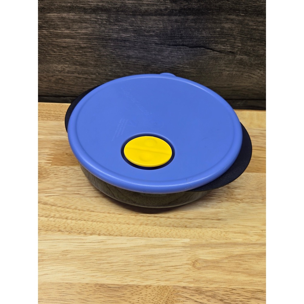 Tupperware CrystalWave Divided Microwave Dish Blue 4521A-3 3702A-3 Round Lid